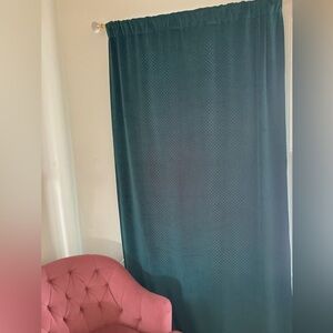 Anthropologie Louise Velvet Curtain Panel Dark Teal Turquoise 50x108